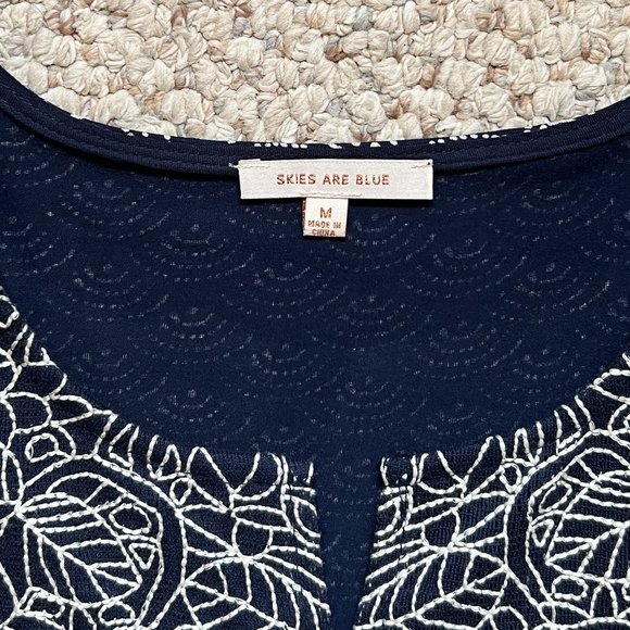 SKIES ARE BLUE - Delila Embroidered Neckline Knit Top - NEW, no Tag - Picture 8 of 10